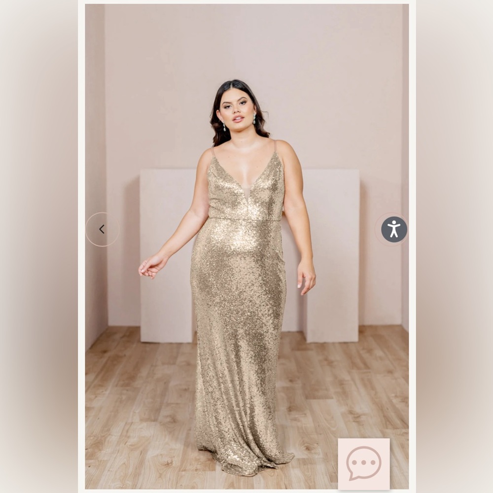 Revelry Camilla Sequin Dress - Champagne Gold - Size 4